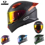 Carbon Fiber Casco De Moto for Women Safety High Quality Colorful Visor with Inner Anti-UV Lens Full Face Outside Racing
