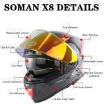 Carbon Fiber Casco De Moto for Women Safety High Quality Colorful Visor with Inner Anti-UV Lens Full Face Outside Racing - Image 3